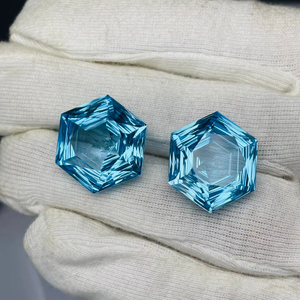 Paire de topazes bleues naturelles, taille hexagonale, qualité AAA, lustre AAA, parfaites pour la fabrication de boucles d'oreilles, polies, à prix abordable. - Product Image 2