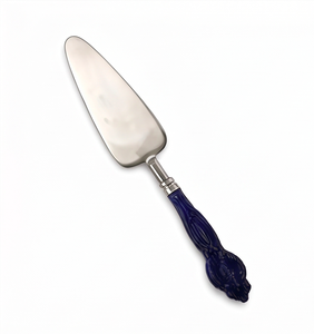 Modern Stainless Steel <b>Cake</b> <b>Server</b> With Stylish Blue Handle Triangle Shape <b>Cake</b> Knife Ideal For Serving Events Home Use - Product Image 1