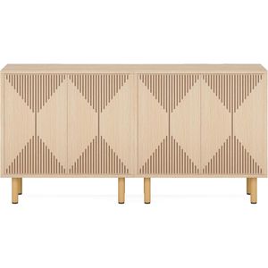 Buffet classique de 59 pouces en bois naturel, meuble de rangement autoportant pour salon - Product Image 5