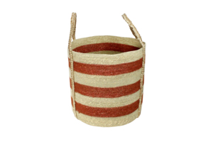 Striped Seagrass Circle Storage <b>Baskets</b> with Handles-Eco-Friendly Multifunction Rustic Home Decor for Multi-Purpose Neatening - Product Image 3