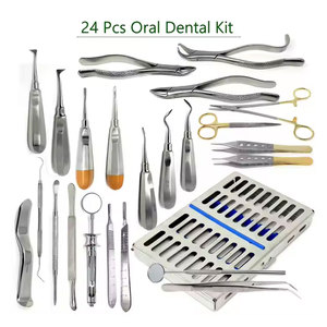Kit d'instruments chirurgicaux dentaires allemands 24 pièces : Élévateurs et forceps pour chirurgie buccale, en acier inoxydable de qualité supérieure - Product Image 1