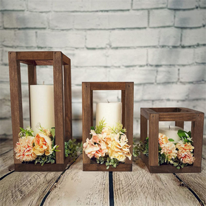 Portavelas de Madera Rústico para Boda, con Paneles de Vidrio, Decoración Clásica Ecológica para San Valentín, Centro de Mesa para Interiores - Product Image 5