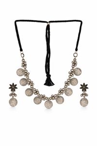 Conjunto de collar de joyería tradicional de templo de excelente calidad para novias, para bodas del sur de la India, con acabado dorado, disponible para la venta. - Product Image 5