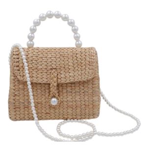 Sacs à main en jacinthe d'eau avec poignée en perles (modèle Maman et moi) - Product Image 2
