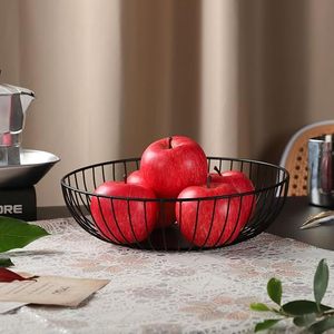 Corbeille à fruits en fil métallique noir pour comptoir de cuisine, design ouvert décoratif, corbeille à fruits et légumes pour table à manger - Product Image 3
