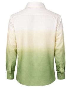เสื้อเชิ้ตผู้ชายสีเขียวไอวอรี่แบบไล่เฉดสี ผ้าฝ้ายพรีเมียม แขนยาว ติดกระดุม สวมใส่ได้ทั้งแบบลำลองและเป็นทางการ รับผลิตตามสั่ง (OEM) จำหน่ายส่งจำนวนมาก - Product Image 2