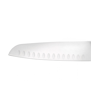 Couteaux de cuisine Santoku noirs à trois rivets avec lames argentées à fossettes pour couper le chou, hacher les légumes et préparer les aliments - Product Image 3