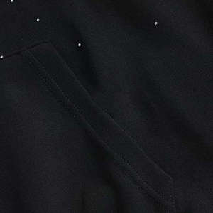 2026 Trending Rhinestone Hoodie Oversized Unisex Streetwear <b>Black</b> Crystal Pullover Hooded Sweatshirt Heavyweight <b>Fleece</b> Hoodie - Product Image 4