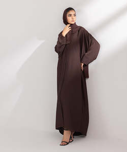 Solid Brown Long Sleeve Islamic <b>Abaya</b> for <b>Women</b> Custom Logo Plus Size Floor Length Spring Adult Muslim Hijab Clothing - Product Image 3