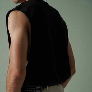 <b>Men</b> Plain <b>Black</b> <b>Tank</b> <b>Top</b> Sleeveless Gym Vest Breathable Cotton Polyester Athletic OEM Wholesale - Product Image 1