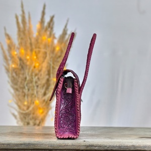 Bolso Tote de Cuero 100% Genuino, Estilo Bohemio, Diseño Artesanal, para Uso Diario, con Cierre de Cremallera, Dos Asas, Portátil - Product Image 3