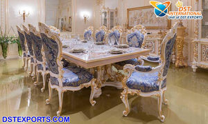 7 Pieces Luxurious <b>Dining</b> Room Furniture French Designer <b>Dining</b> <b>Table</b> Set <b>White</b> & Gold Hand Carved <b>Dining</b> Furniture - Product Image 2