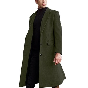 Abrigo de lana grueso de invierno de botonadura sencilla, tipo gabardina alargada, transpirable, para venta al por mayor - Product Image 4