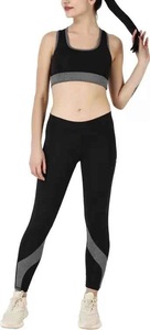 Ensemble de yoga 2 pièces pour femme, en jersey simple de coton, coupe ajustée, couleur unie, avec logo personnalisé, pour la gym et l'entraînement - Product Image 4