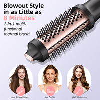Sèche-cheveux brosse ionique professionnel 3-en-1 à flux d'air avec chauffage rapide PTC pour salon et hôtel – Boucles rebondissantes