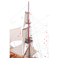 Modèle de bateau OMH T099 de style antique en cèdre, artisanat en bois peint, Le Superbe, fond en cuivre, décoration nautique en fibre de verre