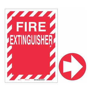 Panneau d'avertissement d'extincteur Brady pour intérieur/extérieur, rouge et blanc, en PVC - Product Image 1