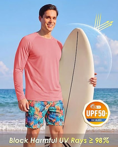 เสื้อเชิ้ตป้องกันแสงแดด UPF 50+ สำหรับผู้ชาย แขนยาว น้ำหนักเบา แห้งเร็ว เหมาะสำหรับว่ายน้ำ ป้องกันผื่นแดง - Product Image 2
