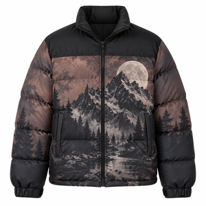 OEM Winter Customized Sublimation Printed <b>Hooded</b> Windproof <b>Waterproof</b> 100% Polyester <b>Puffer</b> <b>Jacket</b> Custom Quilted <b>Jacket</b> Men - Product Image 1