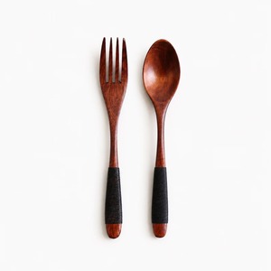 Nouveauté : Ensemble de cuillères et fourchettes à salade en bois, écologiques, ustensiles de cuisine manuels - Product Image 4