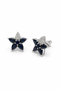 Boucles d'oreilles en saphir bleu et diamant en argent sterling 92,5 KLST-30209 - Product Image 2