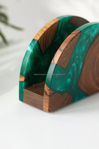 ที่ใส่ผ้าเช็ดปากทำจากไม้เป็นมิตรต่อสิ่งแวดล้อมโต๊ะทรงกลมใสทำจากเรซินอุปกรณ์เสริมบนโต๊ะเครื่องจ่ายและจัดระเบียบสำนักงานร้านอาหาร - Product Image 5