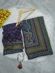 Bufanda de Seda con Estampado Paisley Azul Verde, Estola Larga para Mujer, Ideal para Festivales de Verano - Product Image 6