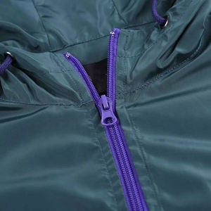 Veste à capuche unisexe bicolore Teal Purple Black, fermeture éclair, résistante à l'eau, polyester, coupe ample, adulte, toutes saisons - Product Image 6