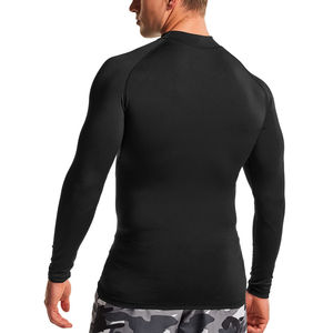 Rashguard unisexe à manches longues, gris et noir, avec empiècements en mesh, séchage rapide, respirant, antibactérien, polyester/coton, pour le sport - Product Image 4