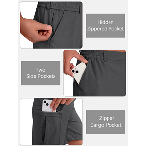 Pantalones cortos de golf grises para hombre, pantalones cortos casuales de verano de cintura media con bolsillo con cremallera, pantalones deportivos transpirables de color sólido para jugar al golf - Product Image 5