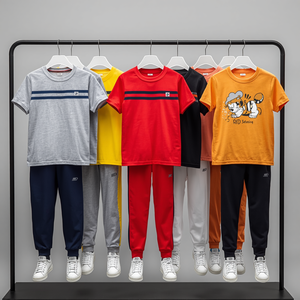 Conjunto de Ropa para Niños, Camiseta y Pantalones, Traje Deportivo, Edad 8-11 Años, Algodón, Estilo Casual, con Personalización OEM ODM - Product Image 4