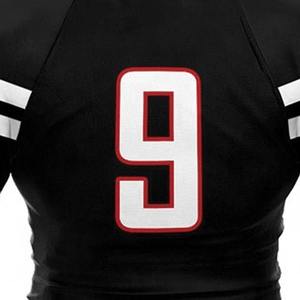 Ensemble de maillot de football américain noir pour homme, col en V, manches courtes, polyester respirant, vêtements de sport, numéro 9, impression sublimée - Product Image 6