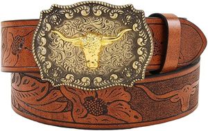 Ceinture pour homme en cuir de vachette de haute qualité, boucle carrée en cuivre, double couture, tressée, 35 mm, texture fine, usage quotidien décontracté - Product Image 2
