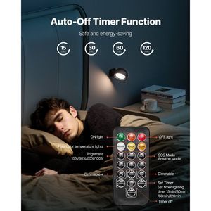 2 Applique LED Ricaricabili a Batteria con Telecomando, Rotazione a 360 Gradi, Dimmerabili, Lampade da Parete con Cavo - Product Image 5