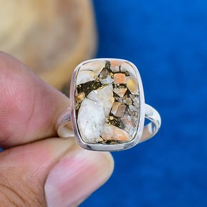 Natural Orange Copper Calcite <b>Cushion</b> Shape Gemstone <b>Ring</b> 925 Sterling Silver <b>Ring</b> - Product Image 2