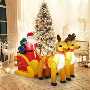 Babbo Natale Gonfiabile Impermeabile da 2,3 m con Doppio Cervo e Slitta, Decorazione Natalizia da Esterno - Product Image 4