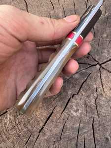 Drop Point Hunting <b>Knife</b> Damascus Steel Blade 0.6mm Thickness <b>Bone</b> <b>Handle</b> Outdoor Tool - Product Image 2