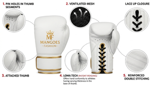 White Real Leather Full Finger Lace-Up Boxing Gloves for Adults-Moisture Wicking Customizable Packaging Martial Arts Training - Product Image 5