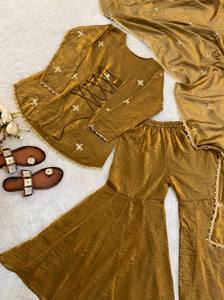For This Eid Our Sequence Embroidery Worked Salwar Kameez Women's Modern Ethnic Wear Full Set <b>Top</b> Bottom Dupatta Fully Stitched - Product Image 5
