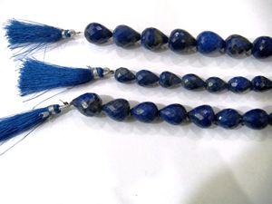 ลูกปัดลาพิส ลาซูลีทรงหยดน้ำธรรมชาติ จำหน่ายเป็นแพ็ค แพ็คละ 2 เม็ด - Product Image 3