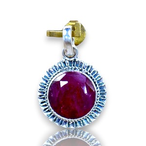 Colgante de plata de ley 925 auténtica natural con rubí redondo, joyería fina al por mayor para mayoristas - Product Image 1