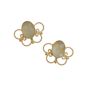 Laxmi Jewellers Women's Aqua Natural Stone Oval Gold Plated Casual Sporty <b>Stud</b> <b>Earrings</b> for Wedding - Product Image 6
