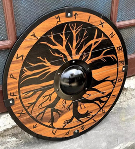 Bouclier de dragon médiéval viking authentique fait main en acier et bois, rond, 24 pouces, finition noire antique, pour décoration intérieure et cosplay - Product Image 6