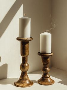 Porte-bougie décoratif en bois fait main, écologique et durable, pour décorations de mariage et d'anniversaire, support à bougies multi-usages - Product Image 3