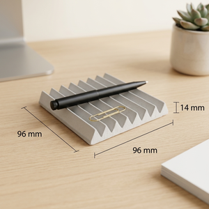 Bebox Chevron Cement Tray 96x96x14mm Desk Organizer Handmade Gray Storage Holder for Office Stationery - Product Image 1