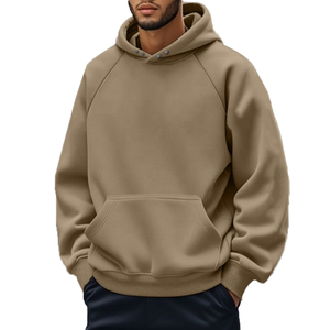 Sweat à capuche en molleton de coton uni Mehrun pour homme, coupe classique, décontracté, pour l'automne - Product Image 4