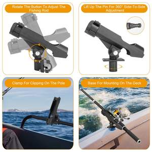 360 Degrees Rotatable Kayak Side Rail Mount Adjustable Folding <b>Rod</b> Holder with Large Clamp Boat <b>Fishing</b> Pole <b>Rod</b> Holder - Product Image 3