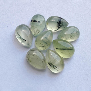 Cabochon de Prehnite Rutile Naturelle, Calibré, à Dos Plat, Forme Goutte d'eau, Forme Poire, Pierre Gemme en Vrac, Cabochon en Gros - Product Image 4