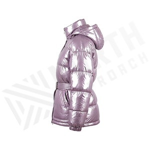 Hooded Quilted Waterproof <b>Bubble</b> Jacket Black Full Sleeve Winter Windproof Cotton Shell Knitted Fabric Polyester Filling Stand - Product Image 3