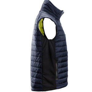 Chaleco Acolchado Sin Mangas Azul Marino para Hombre, con Cuello Alto, Cierre Frontal, Resistente al Viento, Ropa de Invierno Informal, Color Sólido, Poliéster - Product Image 3